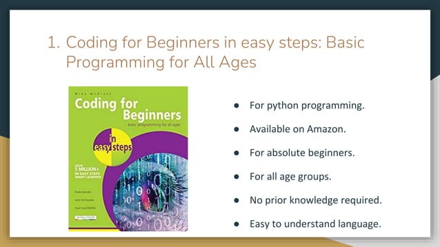 5 books for absolute programming beginners | PPT