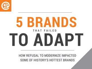 5 BRANDST H A T F A I L E D
TO ADAPT
HOW REFUSAL TO MODERNIZE IMPACTED
SOME OF HISTORY'S HOTTEST BRANDS
 