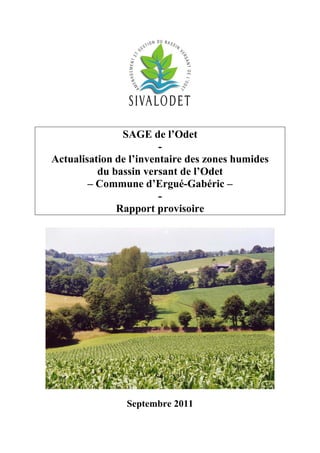 SAGE de l’Odet
Actualisation de l’inventaire des zones humides
du bassin versant de l’Odet
– Commune d’Ergué-Gabéric –
Rapport provisoire

Septembre 2011

 