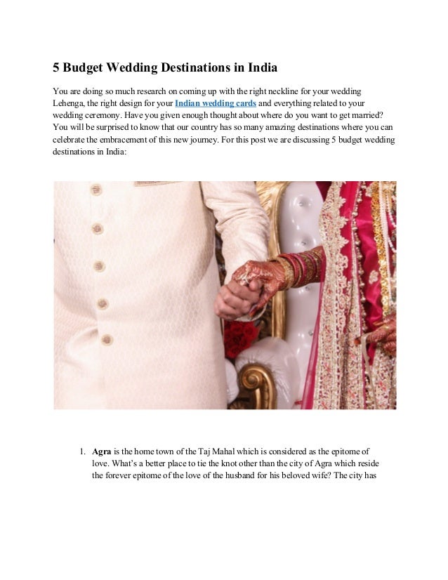 5 Budget Wedding Destinations In India