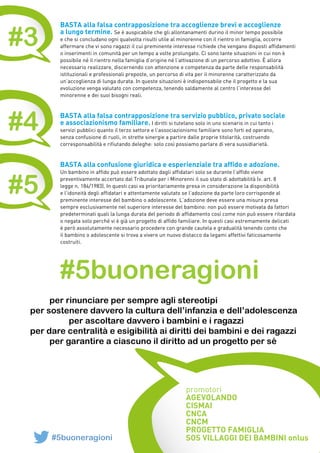 #3
#4
#5
BASTA alla falsa contrapposizione tra accoglienze brevi e accoglienze
a lungo termine. Se è auspicabile che gli a...