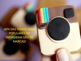 40% DAS VÍDEOS MAIS
POPULARES DO
INSTAGRAM SÃO DE
MARCAS!

http://mashable.com/2013/10/23/instagram-brand-videos/

 
