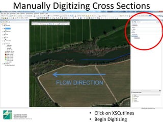 Manually Digitizing Cross Sections
• Click on XSCutlines
• Begin Digitizing
FLOW DIRECTION
 