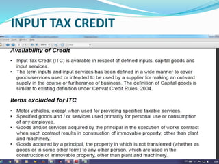 INPUT TAX CREDIT
 
