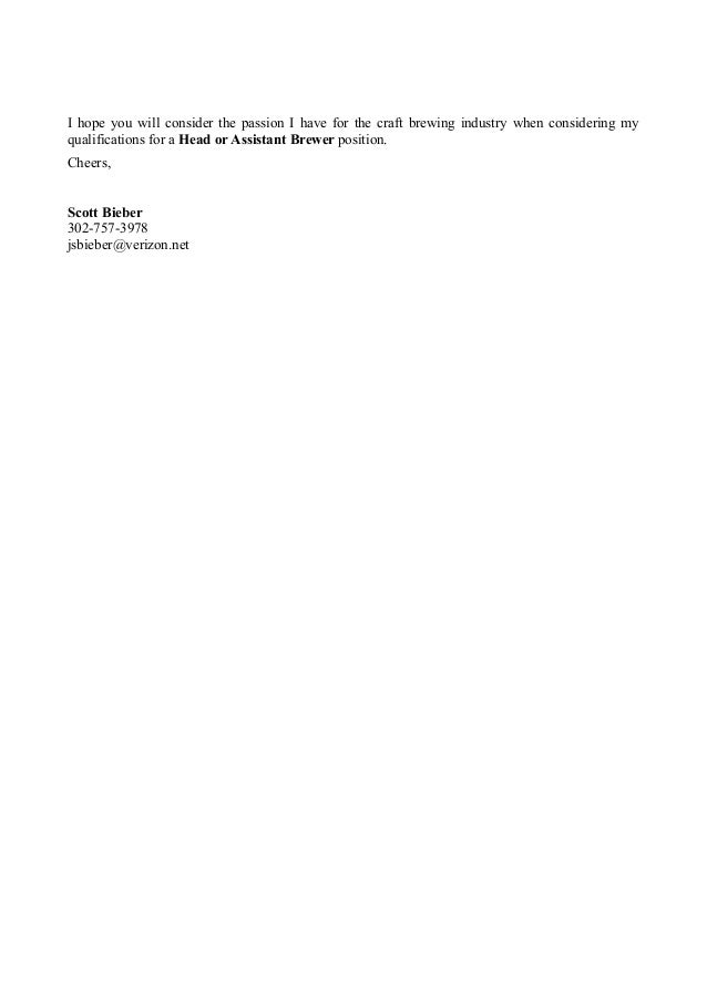 cover letter for brewing company example