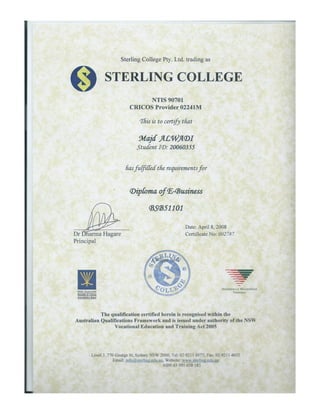 Diploma of E-Business