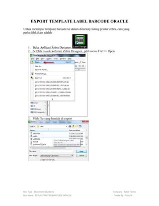SETUP TEMPLATE LABEL BARCODE | PDF
