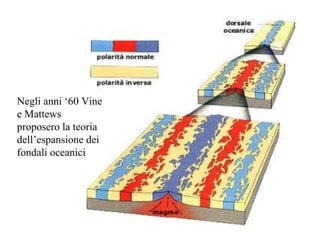 Negli anni ‘60 Vine e Mattews proposero la teoria dell’espansione dei fondali oceanici 