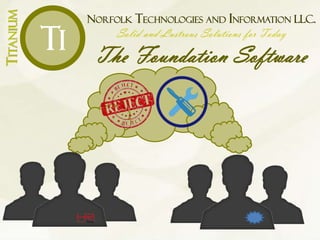NORFOLK TECHNOLOGIES AND INFORMATION LLC.
Solid and Lustrous Solutions for Today
The Foundation Software
TITANIUM
Ti
 