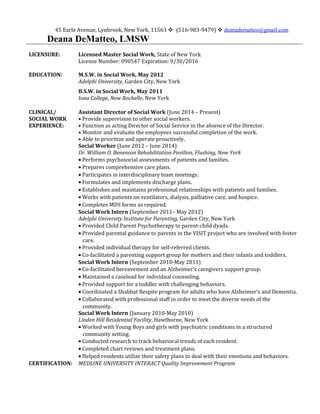 Lmsw Sample Resume Resume | DOC