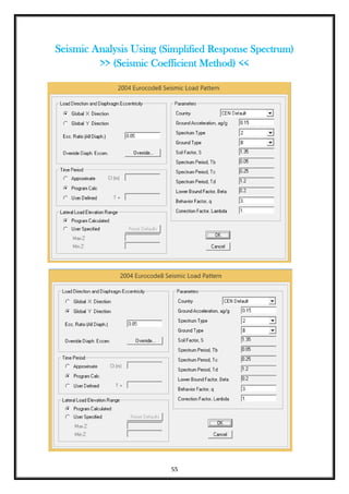 55
Seismic Analysis Using (Simplified Response Spectrum)
>> (Seismic Coefficient Method) <<
 