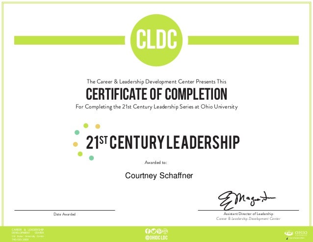 schaffner 21st century leadership certificate 1 leadership certificate