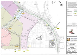 IN
OUT
Rev Description Prep ChkdAppdDate
Client
Design Consultant
Project
Stage
Title
Scale
Checked Approved Date
Drawing No. Rev
Prepared
Job No.
10001-JB-11-PRE-0404 A
Jan '15PHW.FN.C
1:2000@A1 10001
SHEET 3 OF 8
LAYOUT PLAN OF ASSET 11
STORM SEWER
PRELIMINARY DESIGN
DIYAR AL MUHARRAQ
PRIORITY WORKS
PRIMARY INFRASTRUCTURE
No.9
No.13
No.12
No.11
OUTFALL NO. 4
OUTFALL NO. 6
No.10
OUTFALL NO. 5
No.14 No.15
LEGEND:
PROPOSED MANHOLE shown thus
PROPOSED PIPELINE shown thus
SECTION No. & DIRECTION
shown thus
PROPOSED PIPELINE within Asset
under seperate contract shown thus
Notes
1. This Drawing is to be read in conjunction with all other relevant
documentation.
2. Do not scale from this drawing, use only printed dimensions.
3. All dimensions in millimetres, all chainages, levels and coordinates
are in metres unless defined otherwise.
4. This drawing is to be read in conjunction with the project Health and
Safety File for any identified potential risks.
5. All materials to be approved by EWA/SEPPD prior to installation.
6. Installation to be in accordance with SEPPD standards and best
practices and in accordance with the utility cross sections.
7. All works to be carried out by a SEPPD approved contractor.
8. Pipe diameters up to 450mm, shall be of uPVC.
9. Pipe diameters above 450mm, shall be of GRP material.
10. Minimum clear cover from finish grade level to the top of pipe shall
be minimum 1200mm.
No.10
A Draft Issue for Review N.C W.F W.F Jan '15
ASSET 12A
ASSET 12B
ASSET 14A
SARAT
FUTURE 800mm
FROM ASSET 12A
FUTURE 1000mm
FROM ASSET 12A
FUTURE 300mm
FROM ASSET 12A
FUTURE 1200mm
FROM ASSET 12A
 