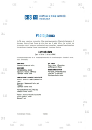 PhD diploma_Steven Højlund