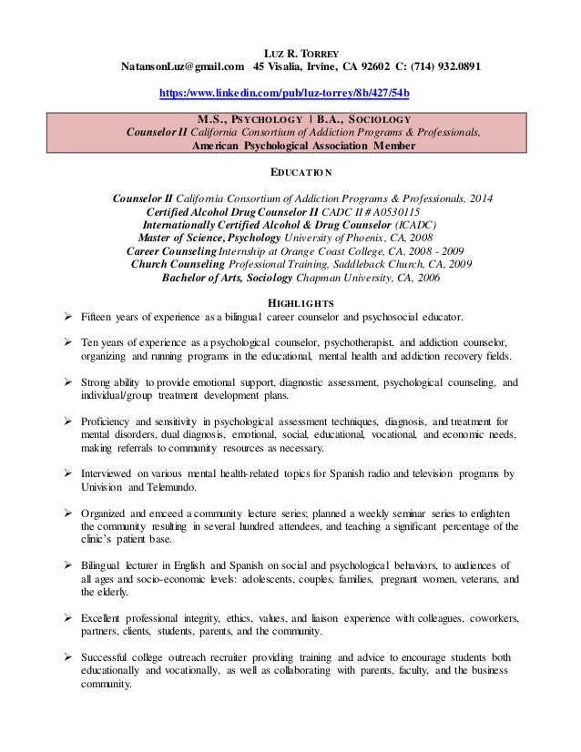 substance abuse counselor resumes