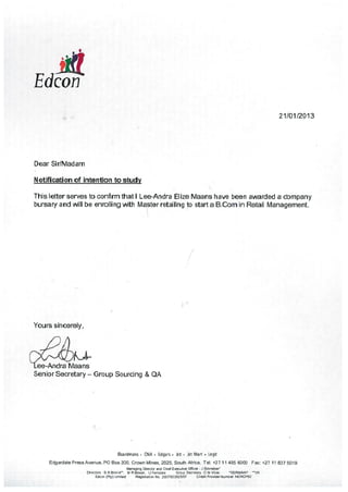 Letter - Edcon
