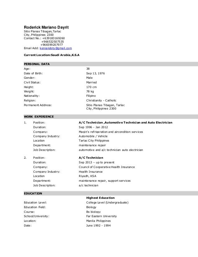 Roderick Mariano Dayrit
Sitio Planas Tibagan,Tarlac
City, Philippines 2300
Contact No.: +639183169260
+966532507535
+96659...