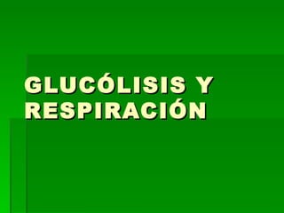 GLUCÓLISIS Y RESPIRACIÓN 