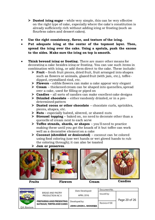 Competency Based Learning Materials Bread and pastry production NC II