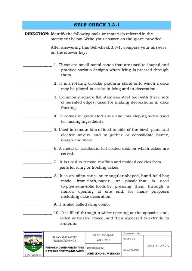 Competency Based Learning Materials Bread And Pastry Production NC