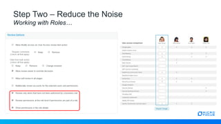 Step Two – Reduce the Noise
Working with Roles…
 
