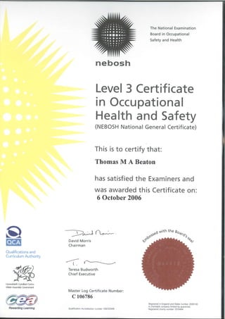 T Beaton NEBOSH National Certificate