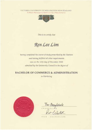 Rei Lim Ren Lee_NZ degree, academic transcript etc