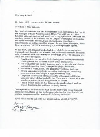 MSA Letter of Recommendation