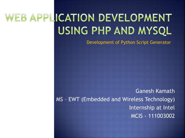 Web Application Development using PHP and MySQL | PPTX | Web ...