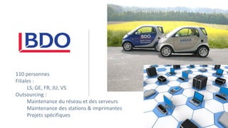 110 personnes
Filiales :
LS, GE, FR, JU, VS
Outsourcing :
Maintenance du réseau et des serveurs
Maintenance des stations & imprimantes
Projets spécifiques
 