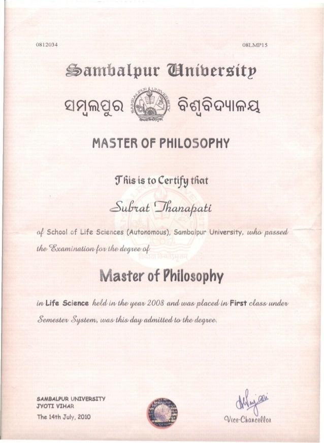 M Phil Certificate m-phil-certificate