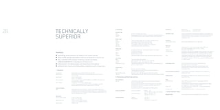 technically
superior
26
Summary
n Substantial enhancements unrivalled in the London market
n Three 2 MVA standby generators with the provision for a fourth set
n Two 1,500 KVA UPS systems including a system providing
1000kVA/800kW @ N+1 redundancy to Floors 5-12
n Enhanced floor to ceiling height and raised floors throughout
n Additional tech rooms and kitchenettes installed as part of base build
1. Structure
Foundations	 Bored piles and cast in-situ reinforced concrete
Substructure	 Steel frame and concrete core supporting metal deck/reinforced 		
	 concrete slab
Slab to slab	 Floors 1–6 4,010mm
	 Floors 7-12 3,860mm
Structural grid	Structural grid varies between 9,000mm and 3,000mm but generally
accommodates 1,500mm
Floor loading	 4.0 kN/sq m + 1.0 kN/sq m partition load
	 Level 6 a total imposed load of 6.0 kN/sq m. Zone approx 3m wide
	 around core that is enhanced to support up to 7.5 kN/sq m.
External cladding
Walls 	 High quality natural stone and/or architectural metal prefabricated
	 cladding system with integrated windows. Windows are double glazed at
	 all office levels and for the lobbies. Window cleaning is undertaken by roof
	 mounted façade access cranes.
	
Dimensions
Floor to ceiling height	 Levels 1 to 6 of 2.9m
	 Levels 7 to 12 of 2.8m
Raised floor void	 Levels 1 to 6 of 250mm (overall)
	 Levels 7 to 12 of 200mm (overall)
Planning grid	 Typically 1.5m
2. Finishes
Entrance hall
Walls	 Polished selected natural stone
Ceilings	 Recessed light fittings set within a ceiling with decorative features
Floors	 Honed selected natural stone sealed to enhance slip resistance
Office areas
Walls	 Typically painted plasterboard on metal stud partitioning
Ceilings	 Suspended 1350 x 450mm metal ceiling tile
Floors	 600 x 600mm medium duty raised floor tiles
Lighting	 Cat A lighting scheme that enables LG7 compliance
Windows	 Roller blinds provided on all elevations
Toilet areas
Ceilings	 Suspended metal tile or drylining with lighting over basins,
	 urinals and lavatories
Floors	 Non slip natural stones
Walls	 Polished natural stone
Cubicles	 Hardwood veneer partitions with high quality wood veneer doors
Lift lobbies
Walls	 Clad plasterboard and painted
Ceilings	 Fibrous plaster with modular access ceiling tiles
Floors	 600 x 600mm medium duty raised floor tiles
Passenger lift cars	 Standard appropriate with a first class office and compatible with
	 entrance lobby finishes
Escape stairs
Walls	 Painted masonry or drylining
Stair	 Painted metal with precast terazzo treads and landings
	 with integral anti-slip strips
Ballustrade/handrail	 Painted tubular steel with welded joints ground smooth
Lighting	 Wall mounted fluorescent fixtures at floor and intermediate landings
3. Mechanical and Electrical services
Air conditioning 	
Offices	 High level four pipe ECDC fan coil unit cooling and heating for
	 6 x 4.5m perimeter zones
	 High level two pipe ECDC fan coil unit cooling for internal spaces
	 at a density of 1/35 sq m on Levels 1 to 6 and 1 per 50 sq m
	 on Levels 7 to 9 and 12
	 2 port valve control on chilled water and LTHW systems
Design parameters	 External conditions		 Winter	 -4ºC
				 Summer	29ºC dry bulb, 21ºC wet bulb
	 Internal conditions		 Winter	 22ºC db ± 1ºC
				 Summer	22ºC db ± 1ºC
Cooling capacity	 Lighting		 12 w/sq m
	 Small power		 32 w/sq m
				 100 w/sq m (trading floor)
Occupancy	 Office floors	 1 person/10 sq m
	 Floors (Levels 5-6)	 1 person/7 sq m
Ventilation rates	 Fresh air quantities of 16 litres/second/person. The supply air to
	 offices and toilets is as required by the defined load densities and
	 building envelope. Exhaust ventilation rate of toilet area 10 air
	 changes per hour.
Acoustics
General office areas	 NR 35 except NR38 within 3m of a plantroom
Electrical
Lighting	 Lighting levels to office areas between 400 to 500 lux in
	 accordance with CIBSE code for interior lighting
Small power	 32 w/sq m (office floors)
Standby power	 In addition to the dual 11kV supplies a tertiary level of redundancy is
	 provided by emergency generators. Three generators, providing
	 2 MVA each, provide back up for all building essential operations.
UPS	 The building is served by two 1,500 kVA UPS systems which are
	 configured as two stand alone systems to provide 1,000 kVA at
	 N+1 resiliency. System 2- Floors 1 to 4 (leased to MFG) and system
	 1 - Floors 5 to 12.
	
Technology rooms	 Two technology rooms per floor complete with two
	 8kw upflow units on an N+1 basis
	 Pre action sprinkler protection on the technology rooms
	 VESDA detection systems at high and low level within the
	 technology rooms
Low level power distribution	 Low level power distribution utilising sub floor busbars on a
	 notional 4.5m grid
Vending areas	 Drainage and cold water provision capped off and ready for
	 use on each floor
Lifts
Passenger lifts	 Eight 1,600 kg (21 person) lifts - travel speeds between
	 2.5m/s and 3.5 m/s
	 Three additional 1,800 kg (24 person) passenger lifts installed		
	 serving Levels 1-4 inclusive (leased to MFG)
Goods lifts	 One 3,000 kg and one 1,800 kg lifts - travel speeds between
	 1.6 m/s and 2.5 m/s
Fireman’s lifts	 Two 630 kg (8 person) lifts - travel speed 1.6 m/s
4. Environmental rating
BREEAM 2006	 The building has achieved a BREEAM rating of 'Excellent'.
 