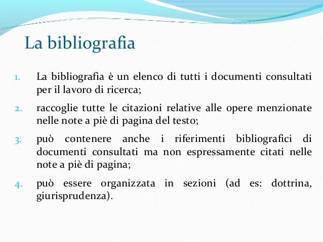Citazione dei documenti e bibliografia nella tesi di laurea di ambito…