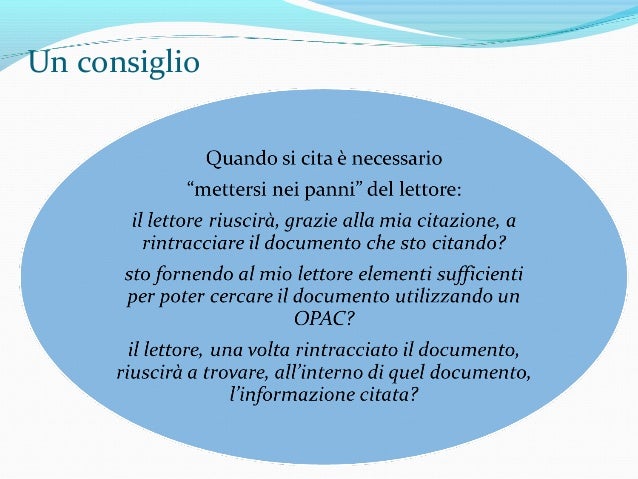 Citazione dei documenti e bibliografia nella tesi di
