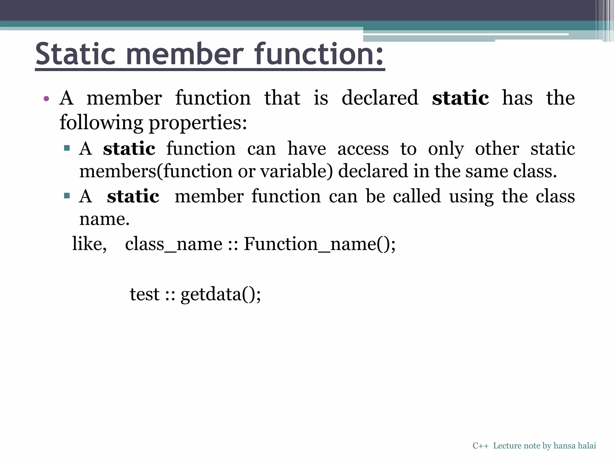 classes and objects in C++ | PPT