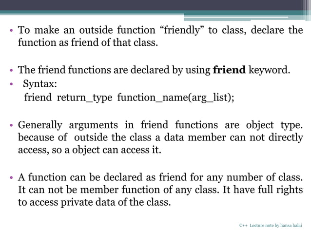 classes and objects in C++ | PPT