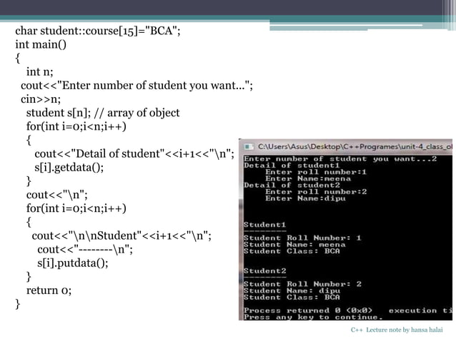 classes and objects in C++