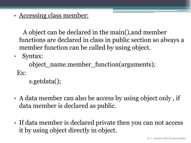 classes and objects in C++