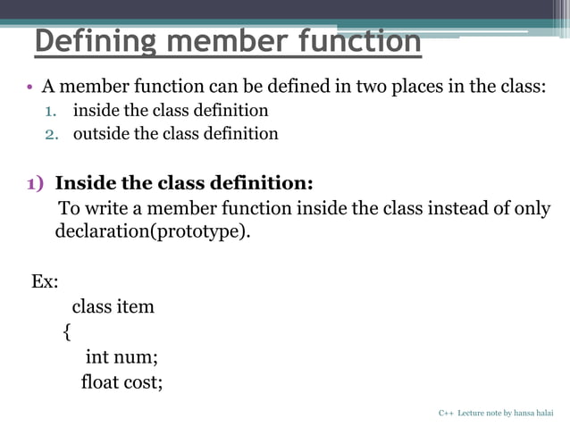 classes and objects in C++