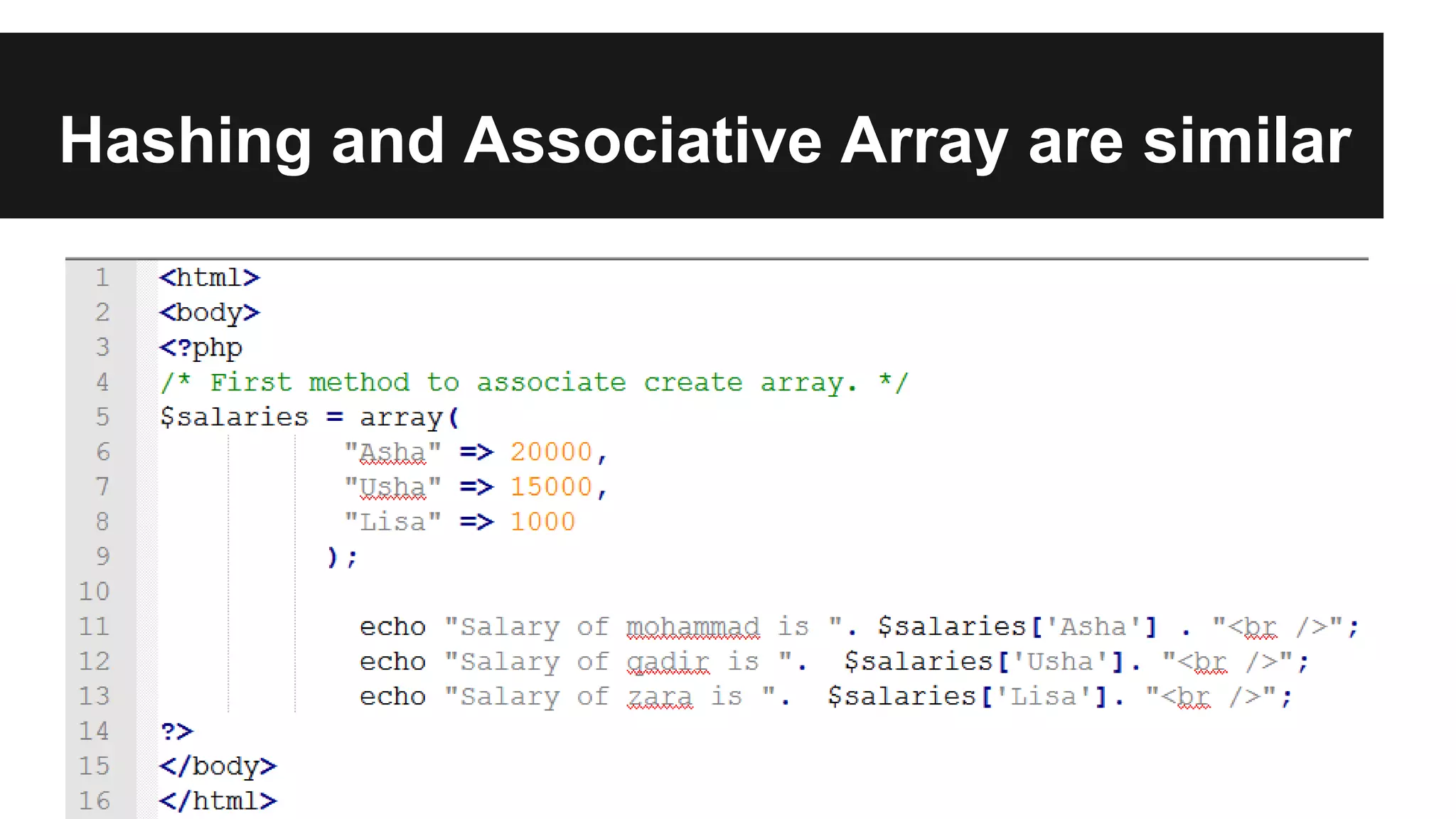 Hashing and Associative Array are similar
 