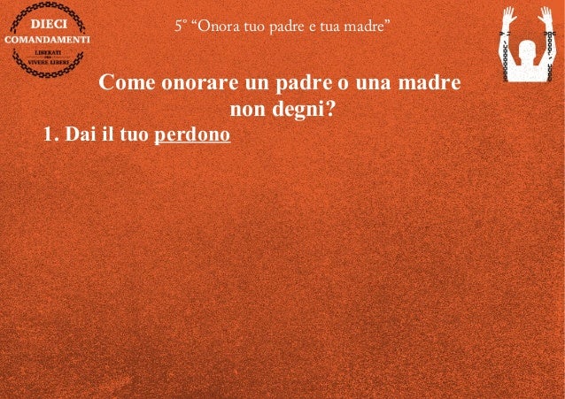 Quinto Comandamento: onora tuo padre e tua madre