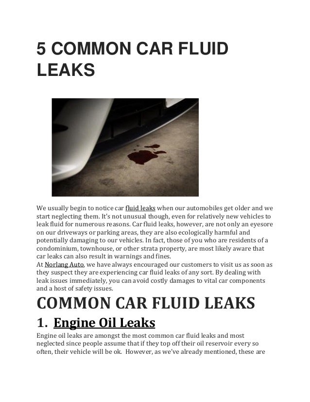 5 common car fluid leaks