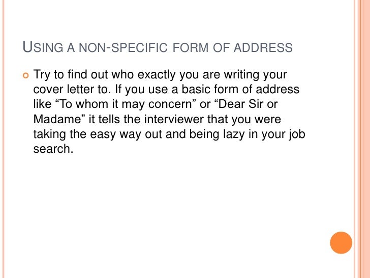 specific cover letters