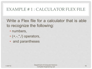 Compiler Engineering Lab#5 : Symbol Table, Flex Tool | PPTX