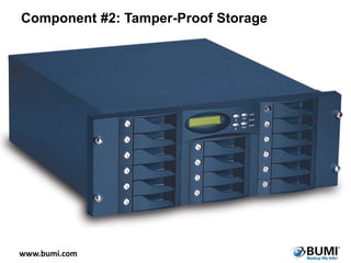 Component #2: Tamper-Proof Storage

www.bumi.com

 