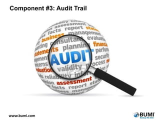 Component #3: Audit Trail

www.bumi.com

 