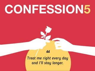 CONFESSION5
Treat me right every day
and I’ll stay longer.
“
 