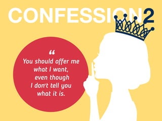 You should oﬀer me
what I want,
even though
I don’t tell you
what it is.
“
CONFESSION2
 