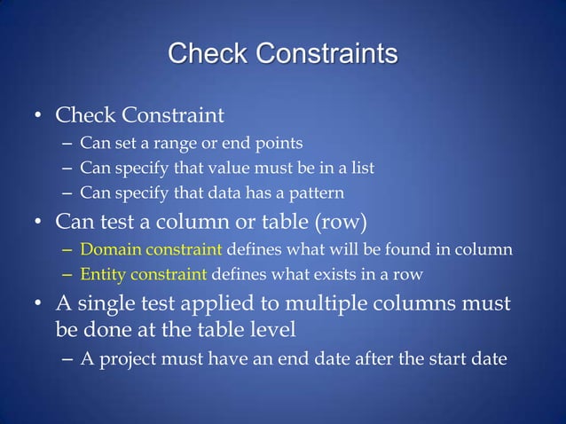 SQL Constraints | PPTX