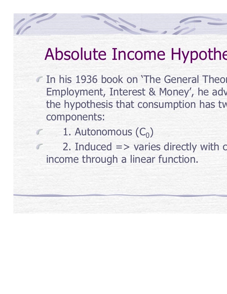 Absolute Income Hypothesis (With Diagram) | Marco Economics